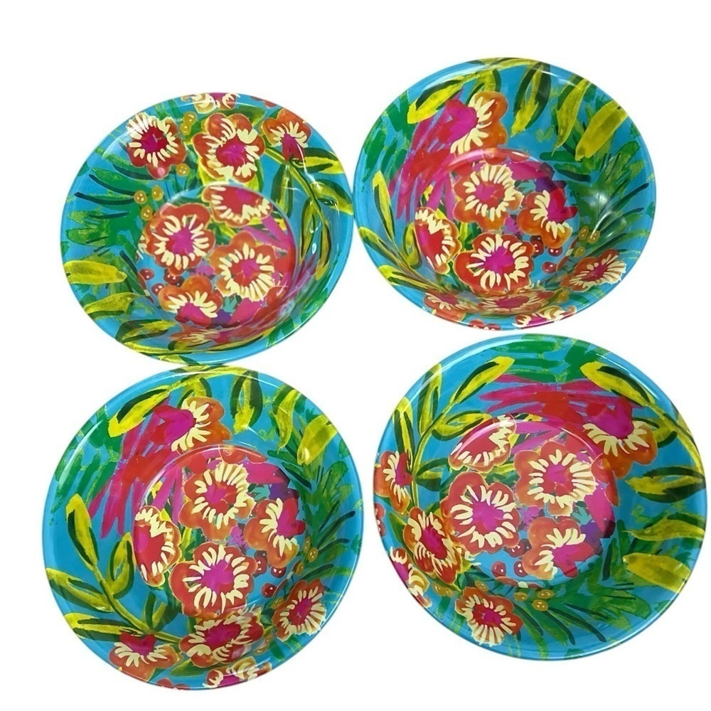Isaac Mizrahi New York Collection Melamine Set of 4 Bowls Tropical Floral 8”